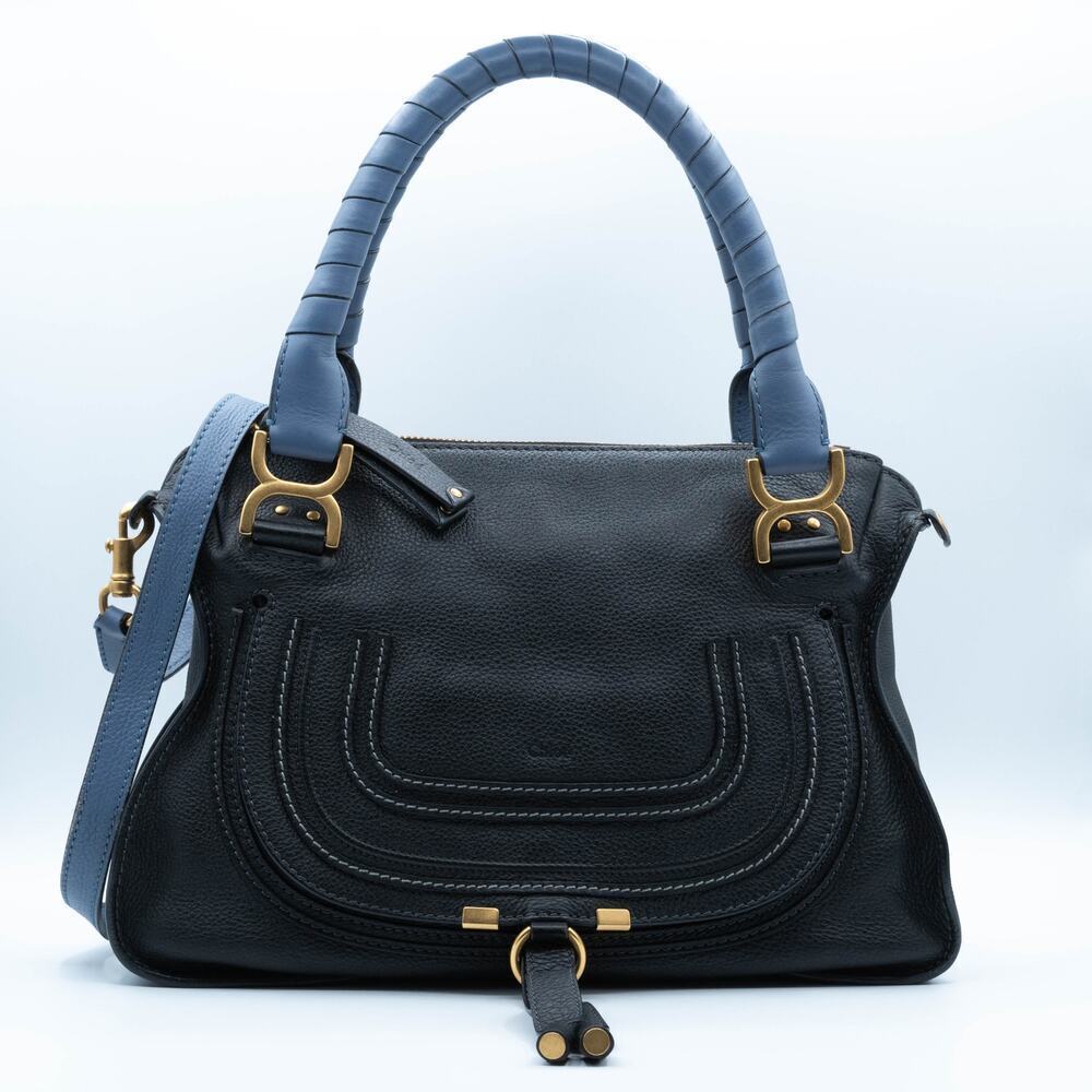 Chloe Calfskin Marcie Small Bi-Color Satchel Black